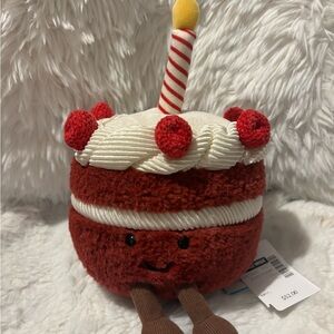 Jellycat Red and White Cake Plush with Candle